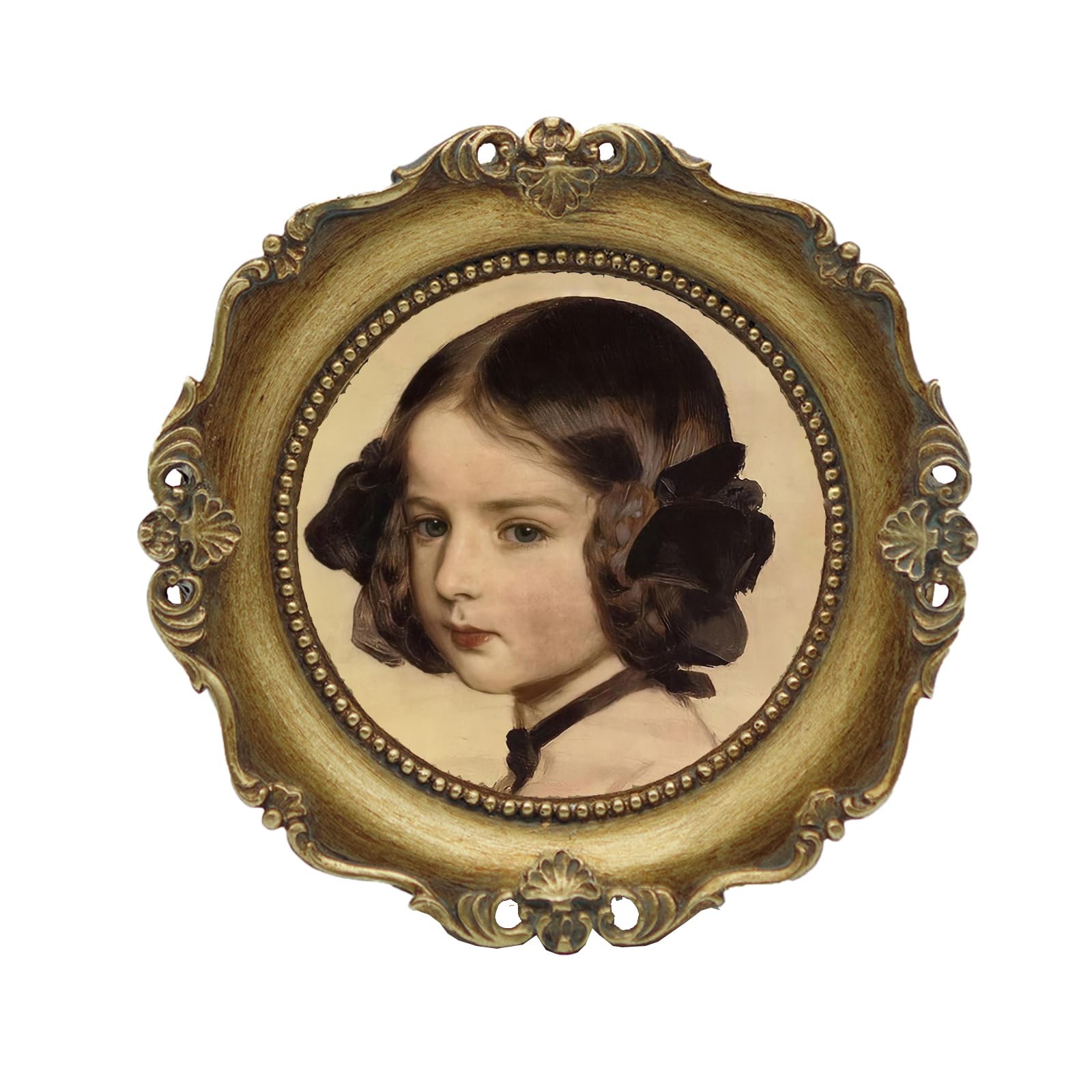 SIKOO 3x3 Vintage Round Picture Frames Antique Small Ornate Bronze Gold Picture