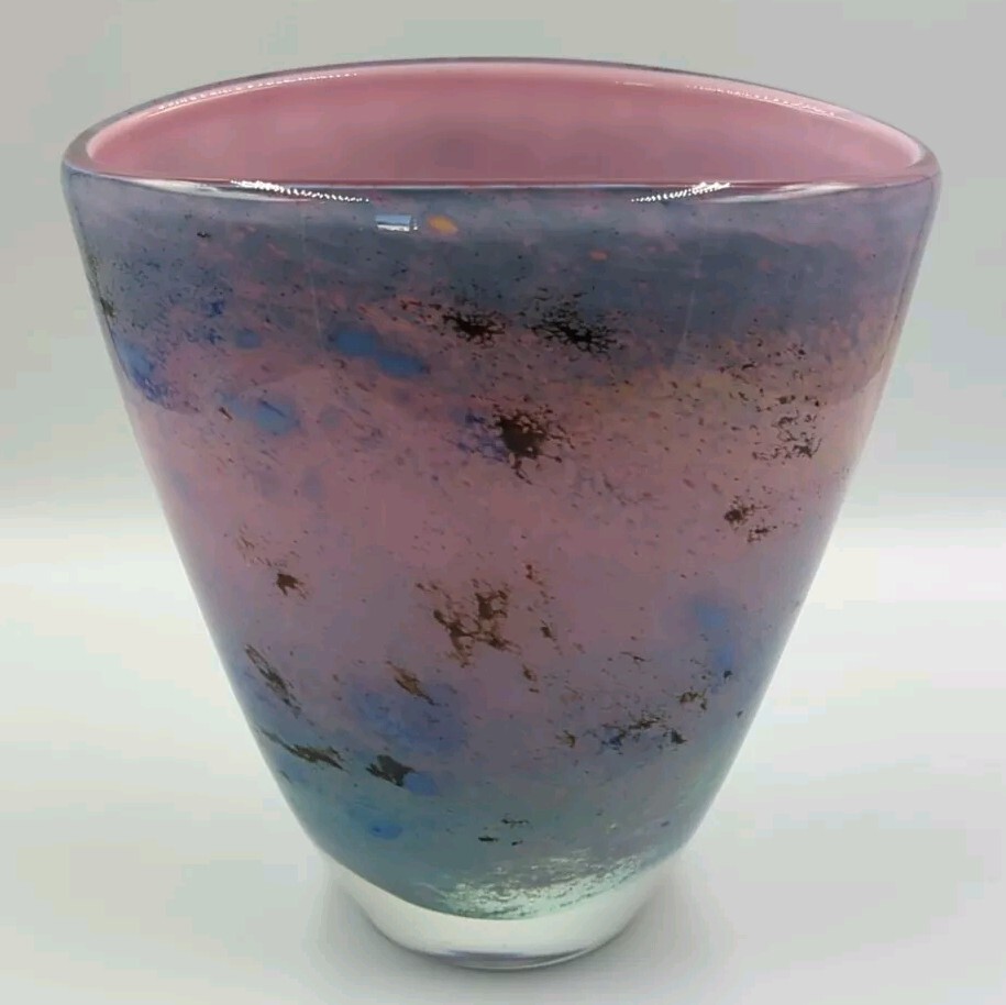 Vintage Tim Lazer Studio Art Glass Vase Signed 84 Vintage Tim Lazer Studio Art Glass Vase Signed 84
