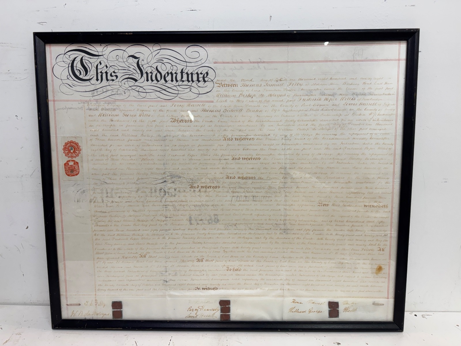 Antique “This Indenture” dated 1898 Land Ownership Documentation Thomas Samuel