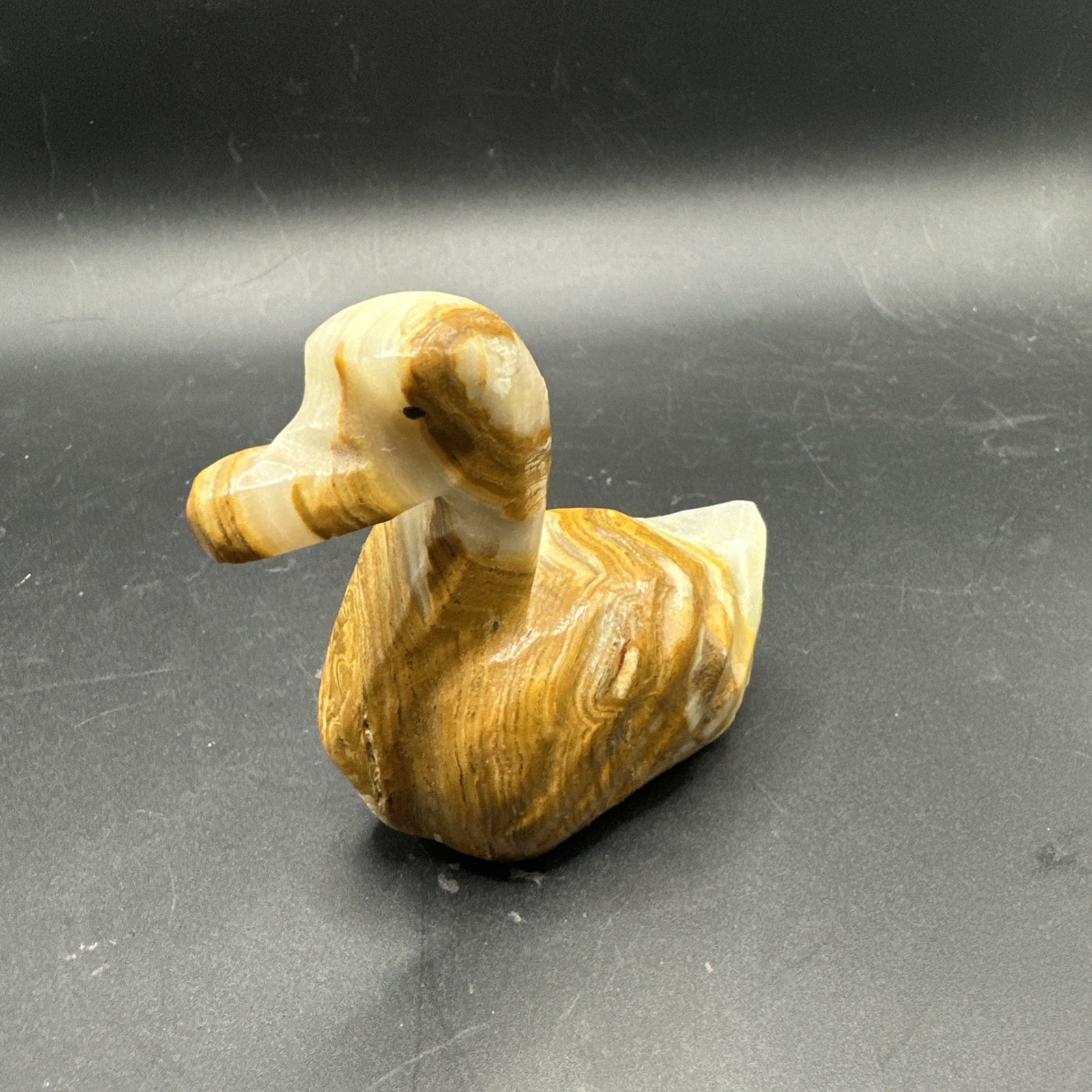 Vintage Banded Calcite Carved Duck