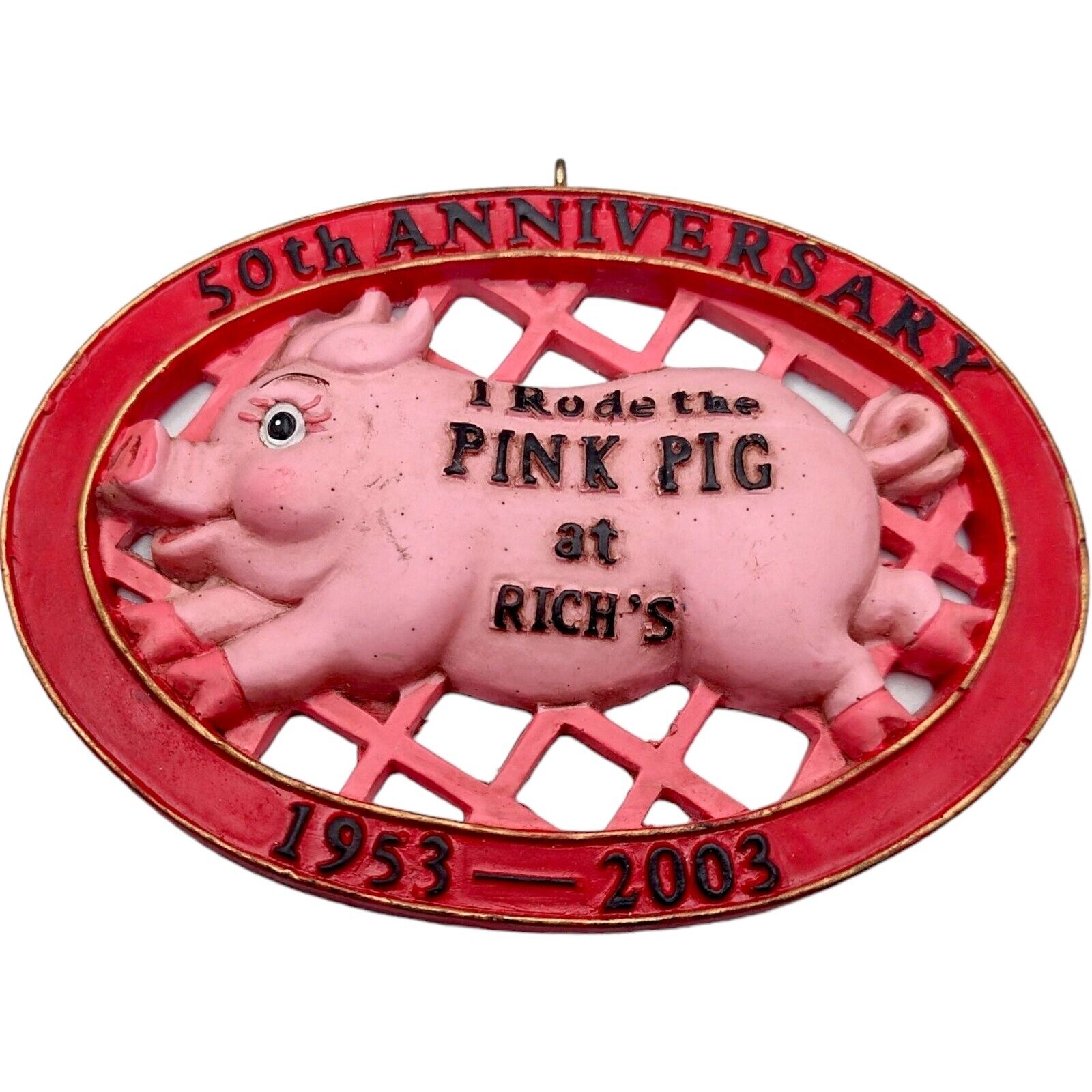 Vintage Rich’s-Macy’s I Rode The Pink Pig at Rich\'s Store Ornament 2004 Atlanta