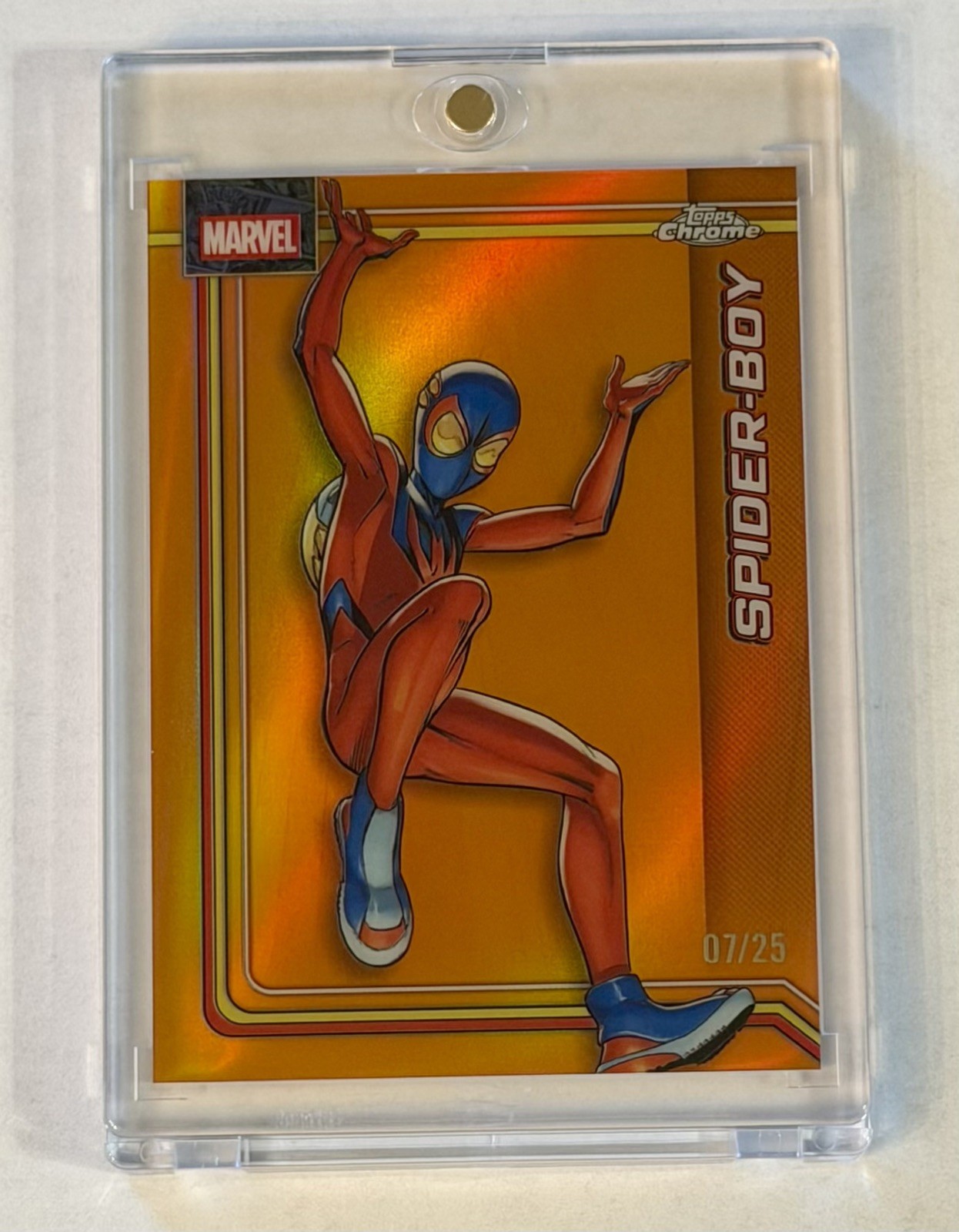 2026 Topps Chrome Marvel Spider-Boy #160 Serial Numbered 07/25. True Orange.