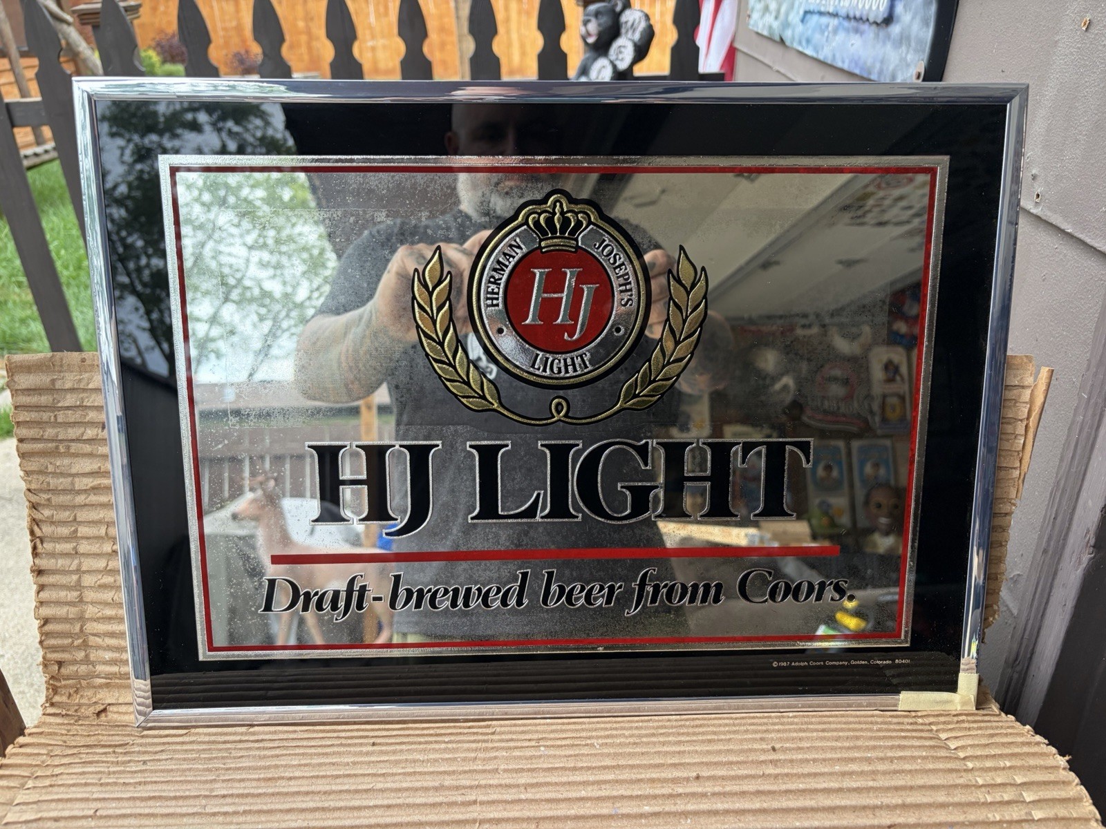 BRAND NEW Vintage 1987 HJ Light Herman Joseph’s by Coors Beer Mirror Sign BRAND NEW Vintage 1987 HJ Light Herman Joseph’s by Coors Beer Mirror Sign
