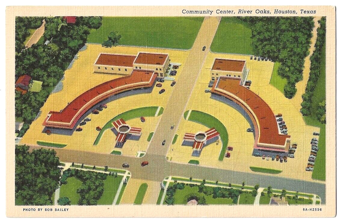 Houston Texas c1930's Community Center, River Oaks, aerial view
