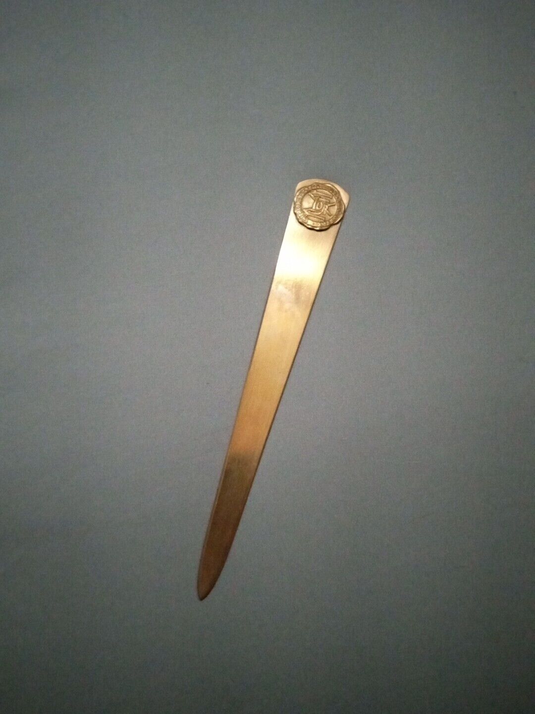 Vintage Solid Brass Decorative Letter Opener Insurance Co Very Rare Unique Nice