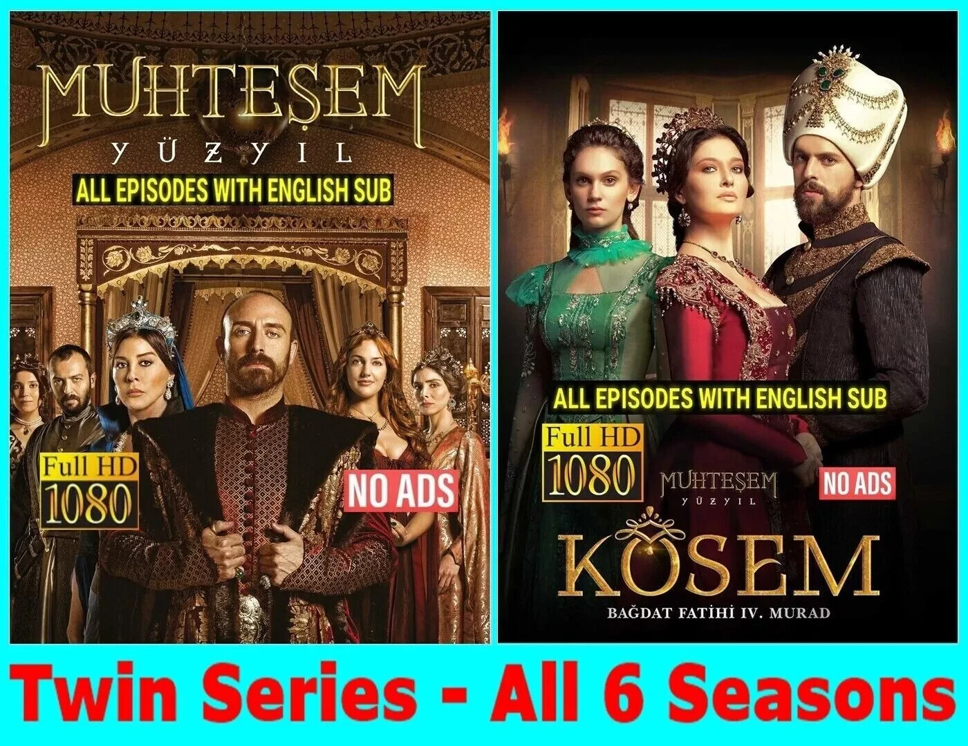 *Magnificent Century & Kosem * Twin Series * English Subs * 1080p * No Ads * USB