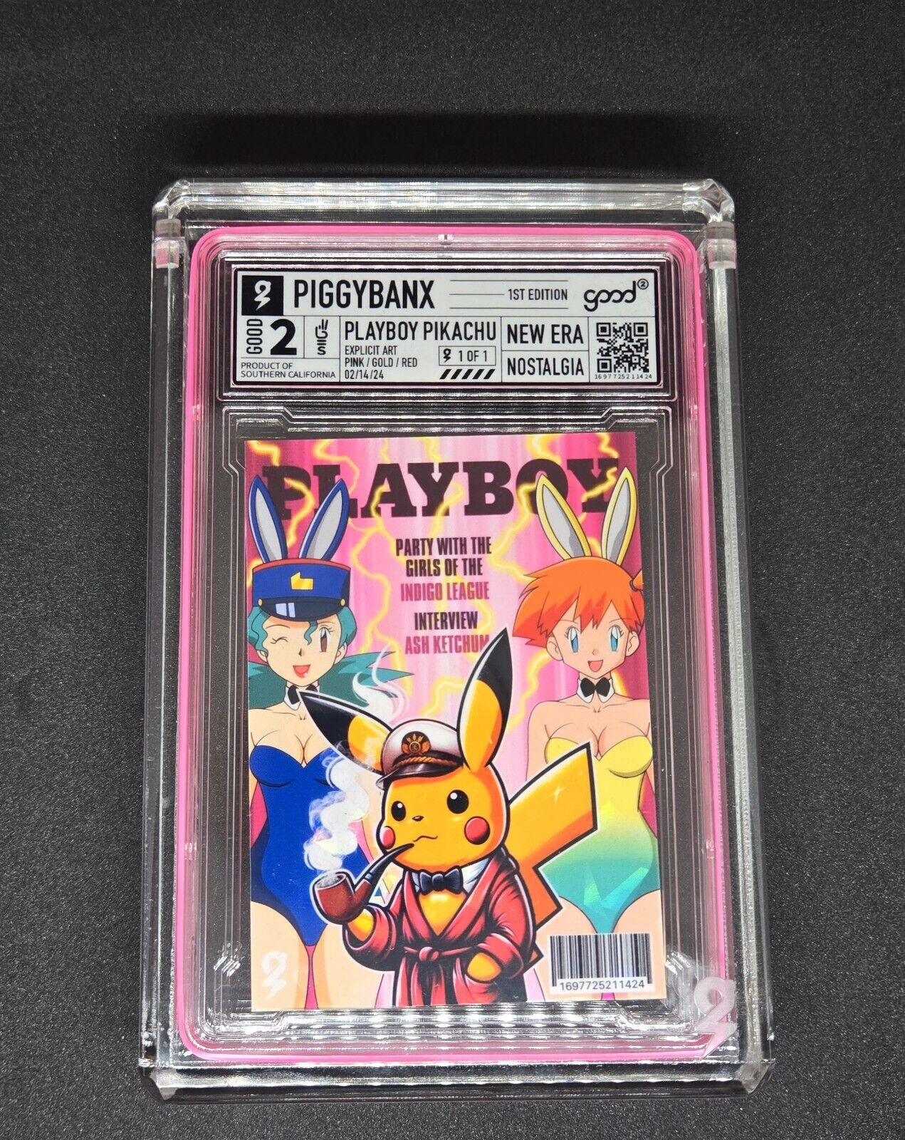 Piggy Banx  1/1 Art Card - Pokémon  - Playboy Pikachu - Glass Variant