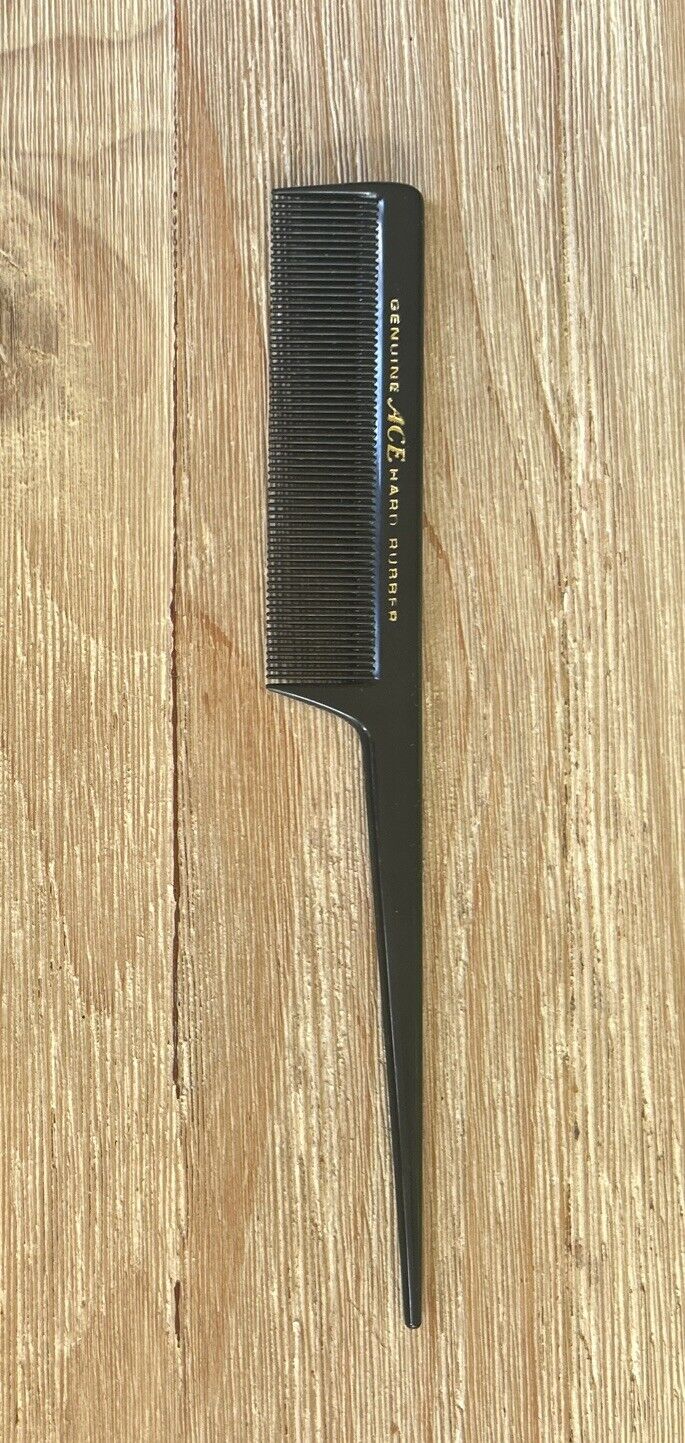 Vintage Genuine ACE Hard Rubber Hair Comb Black Made in the USA