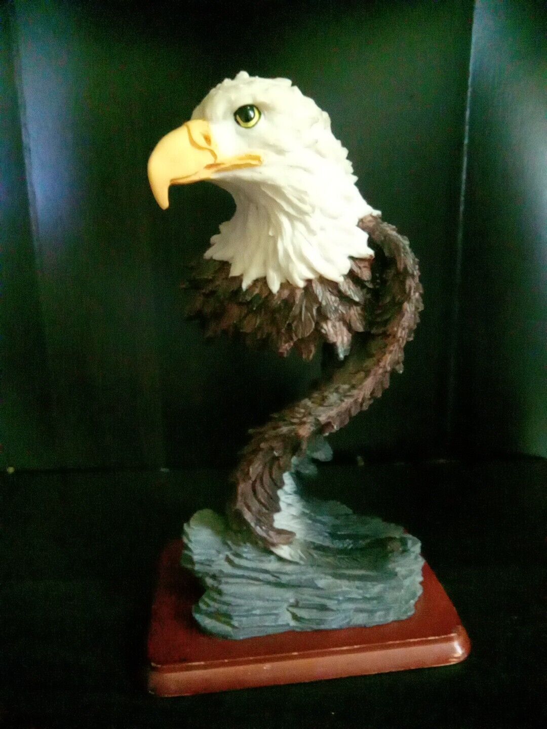 12in Colored American Bald Eagle Head And Wing Statue