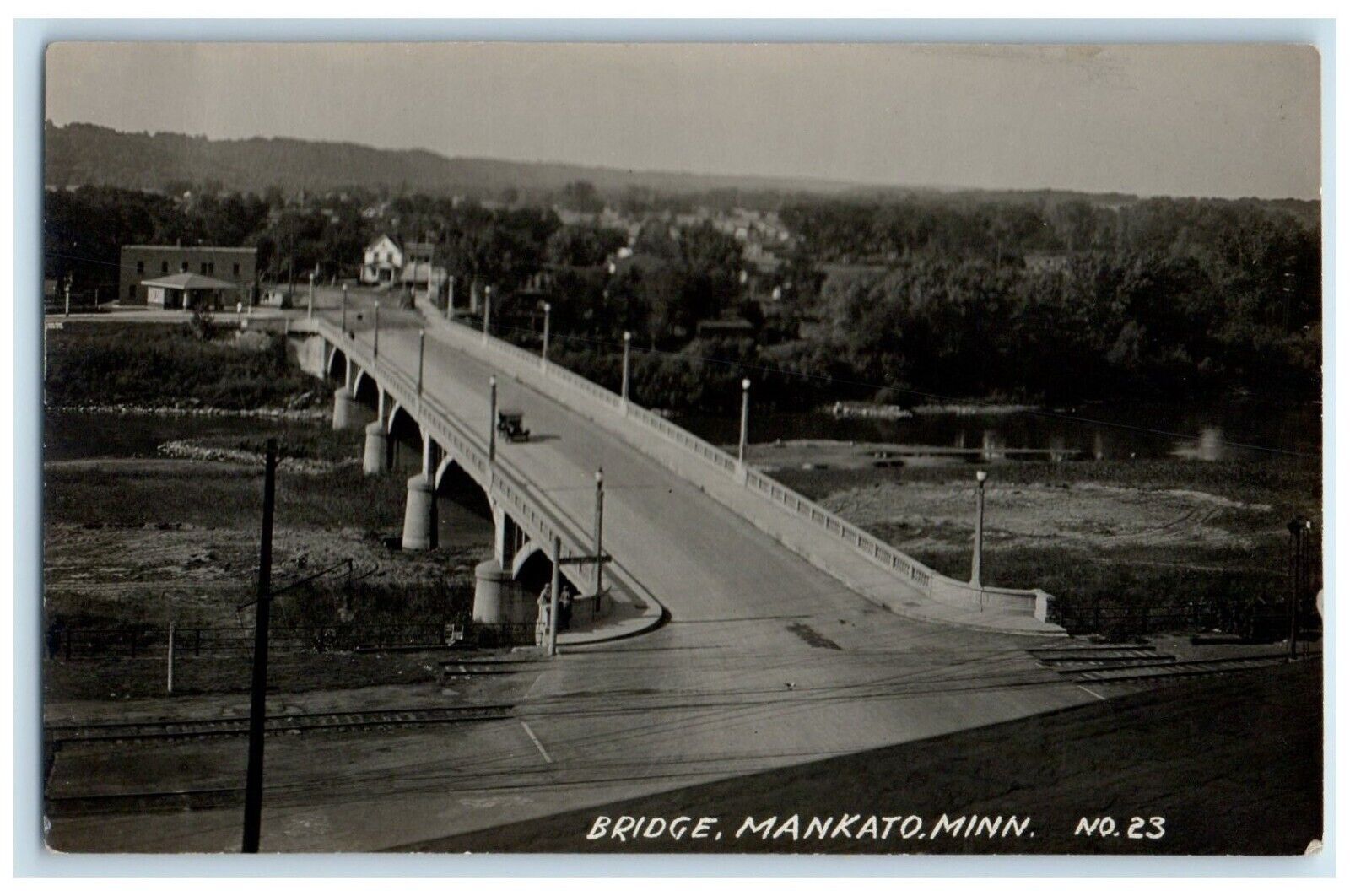 1924 View Of Bridge Car Mankato Minnesota MN RPPC Photo Antique Postcard