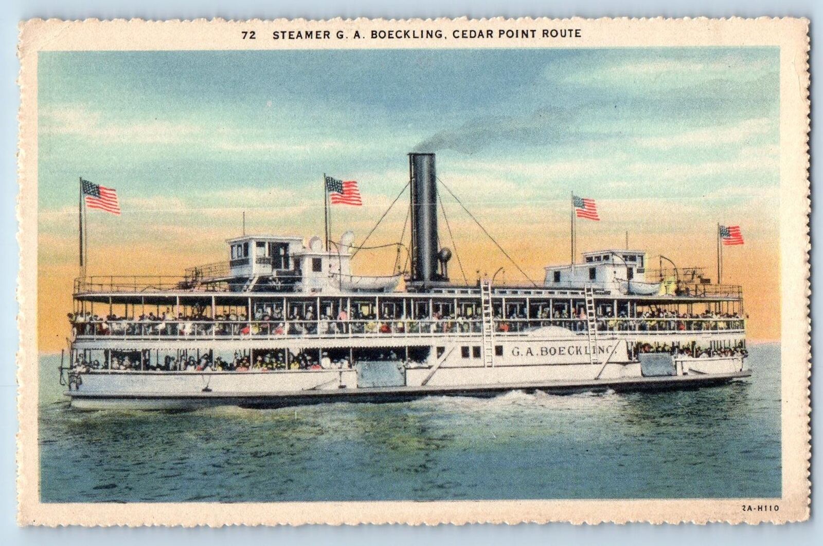c1920's Steamer GA Boeckling Passenger Vessel Cedar Point Route Ohio OH Postcard