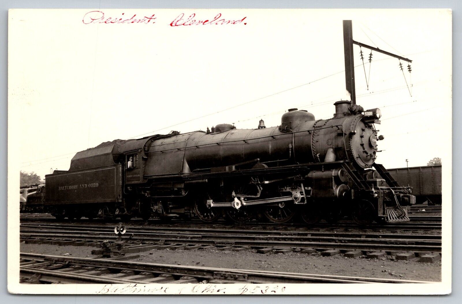 President Cleveland. Baltimore And Ohio #5320 Train Real Photo Postcard. RPPC