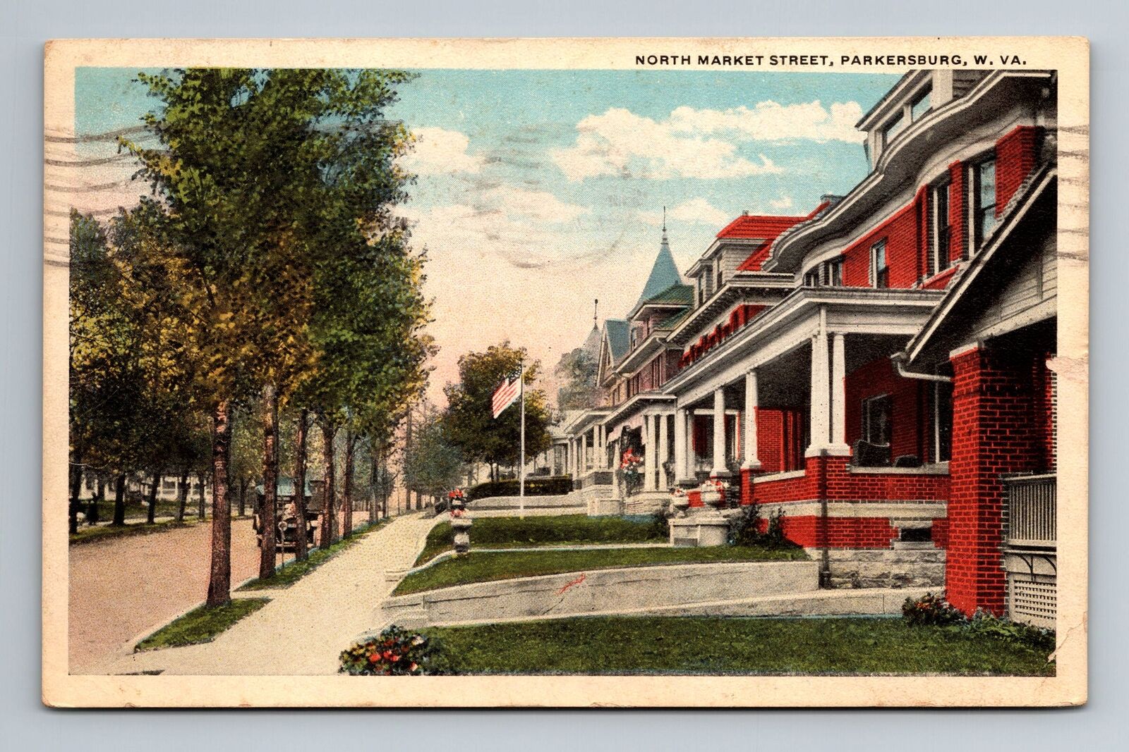 Parkersburg WV-West Virginia, North Market St Residences Vintage c1919 Postcard