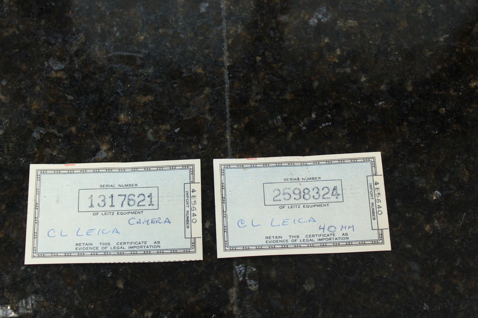 Vintage Import Certificates U.S. Customs Ca. 1960 Lot of 2 Vintage Import Certificates U.S. Customs Ca. 1960 Lot of 2