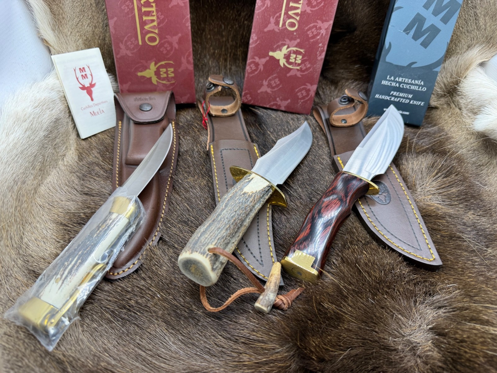 Three (3) Muela Ranger, Gredos & PG-20A Knives With Sheaths Mint In Boxes ++