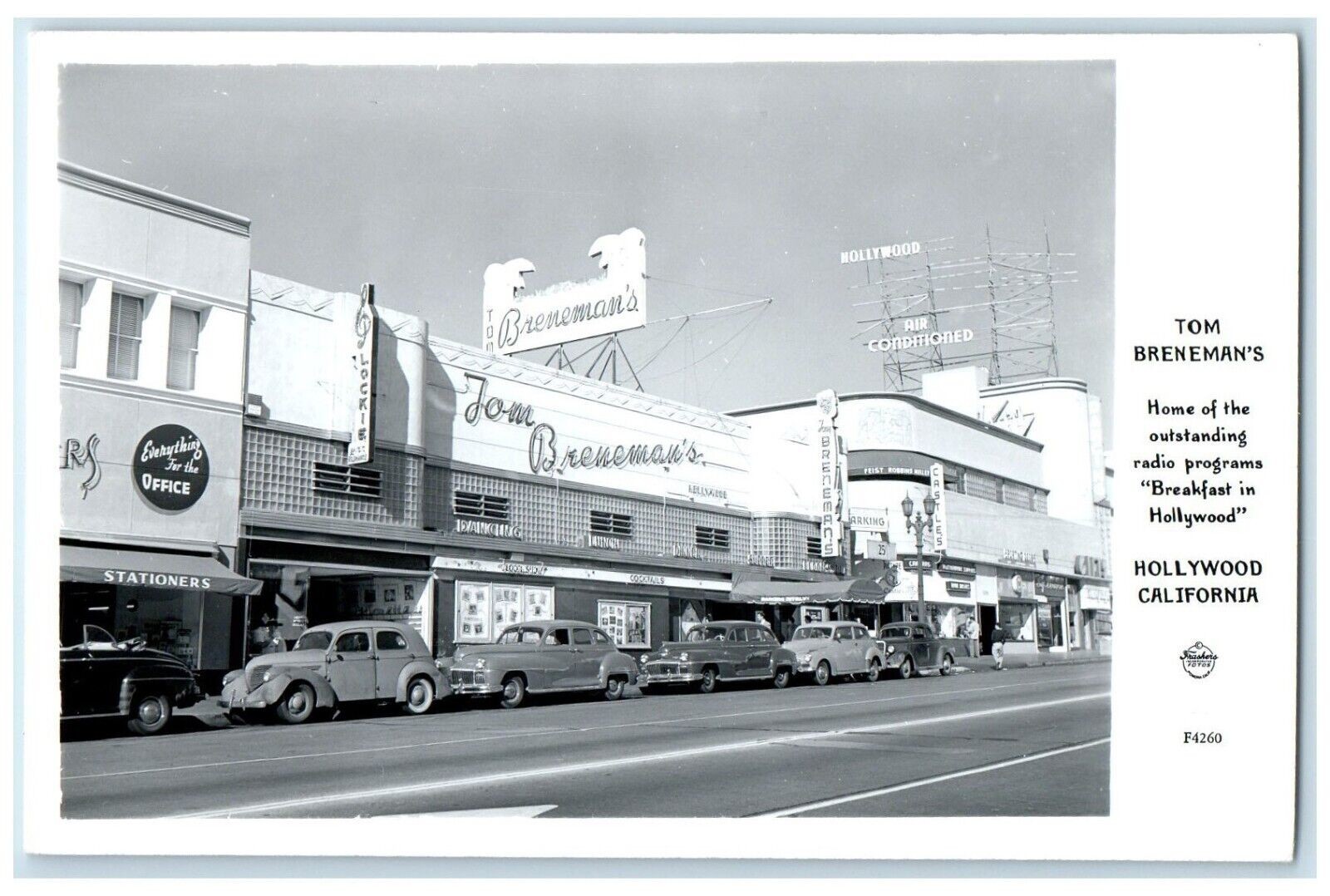 c1940\'s Tom Breneman\'s Cars Hollywood California CA Frashers RPPC Photo Postcard