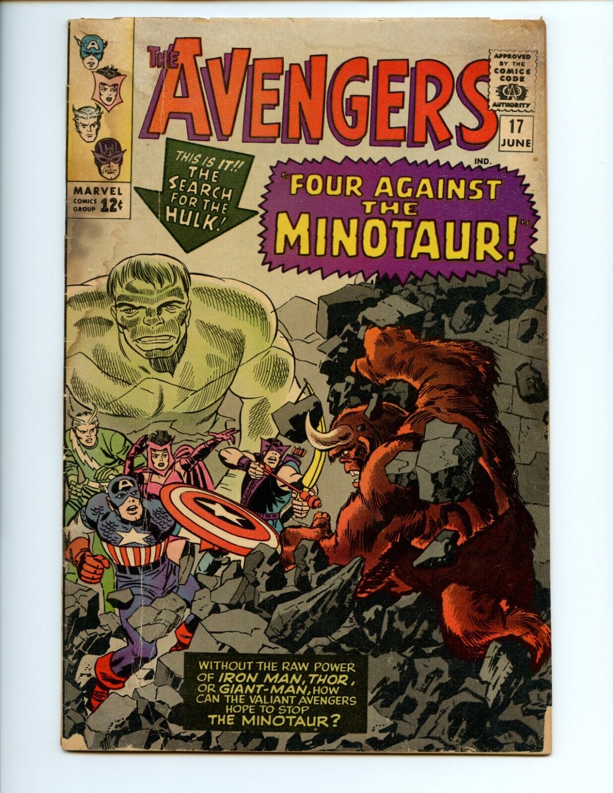 Avengers #17 Comic Book 1965 VG- Stan Lee Marvel 1st App Minotaur Comics Hulk