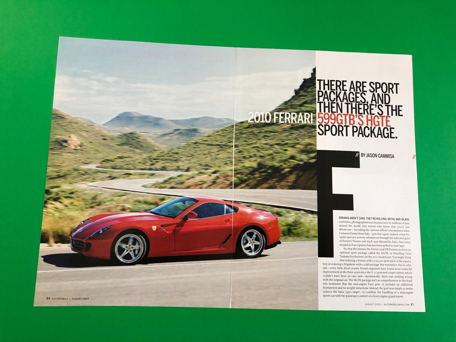 2009 2010 FERRARI 599GTB 599 GTB ORIGINAL VINTAGE PRINT AD ROAD TEST 3 PAGE 2009 2010 FERRARI 599GTB 599 GTB ORIGINAL VINTAGE PRINT AD ROAD TEST 3 PAGE