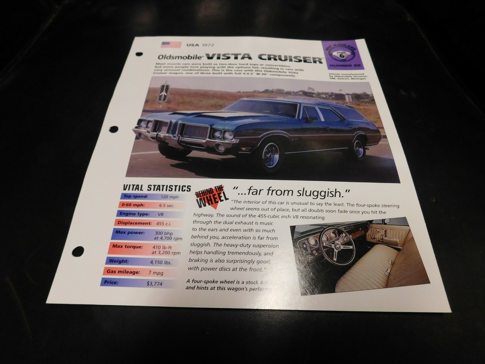 1972 Oldsmobile Vista Cruiser Spec Sheet Brochure Photo Poster 