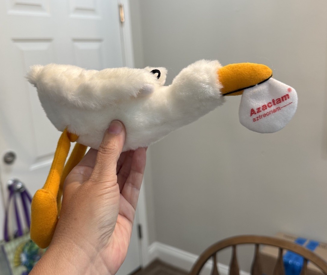 Vintage Azactam Aztreonam Stork Plush Drug Rep Pharmaceutical Promo Korea