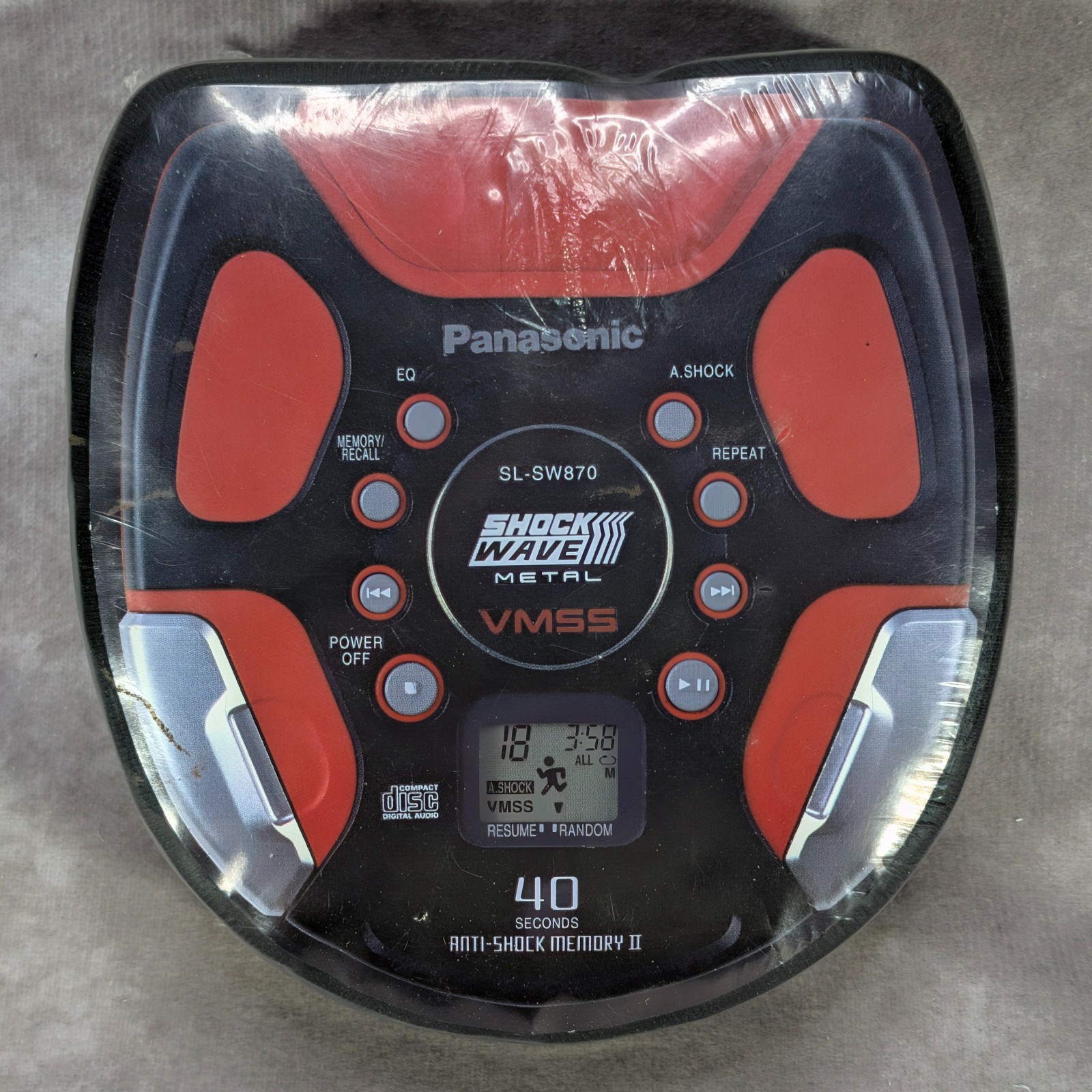 Vintage 1996 Panasonic Shockwave CD Player Promo Compressed T Shirt PakTites USA Vintage 1996 Panasonic Shockwave CD Player Promo Compressed T Shirt PakTites USA
