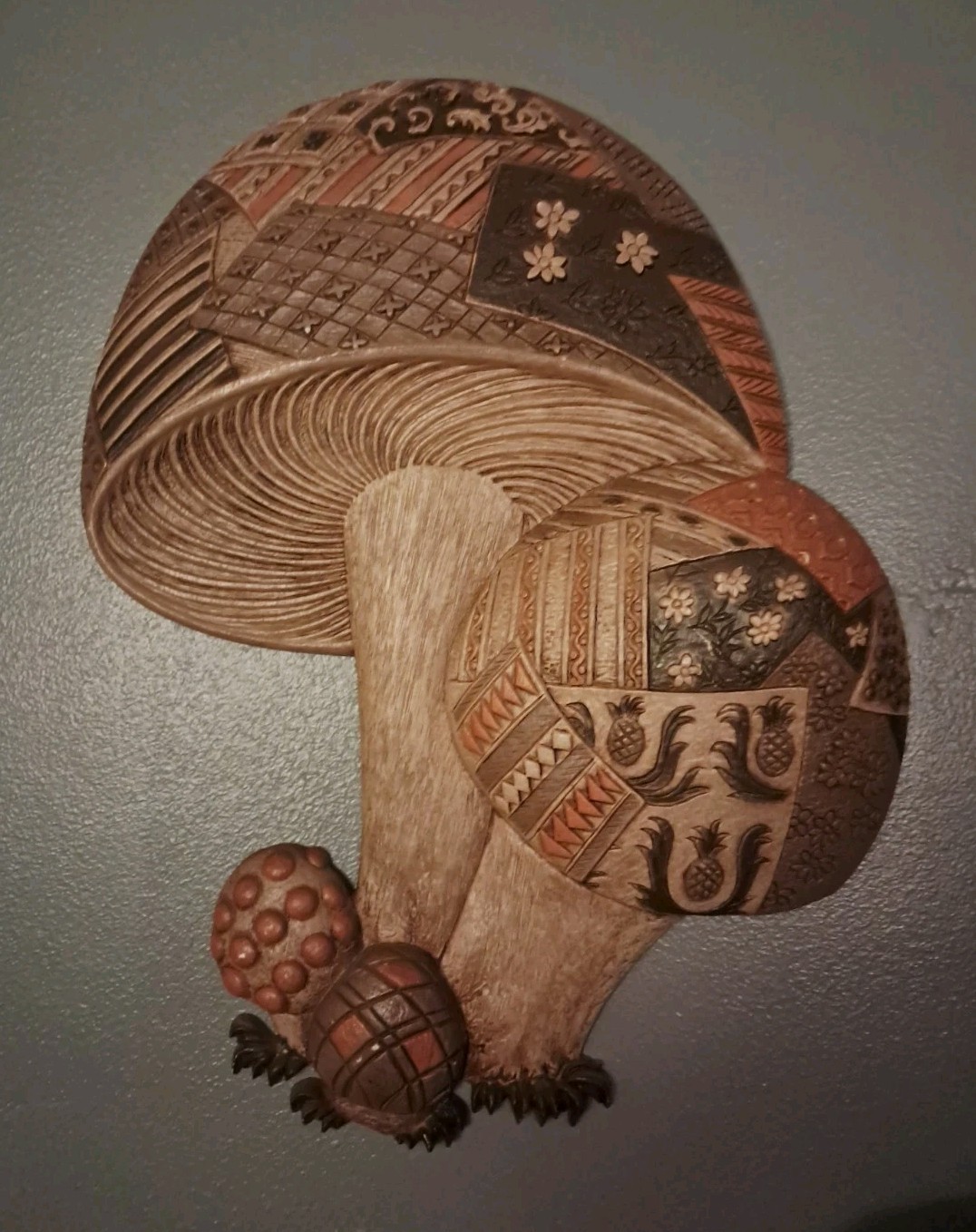 Vtg Retro 1972 Burwood Wall Panel Hanging  Mushrooms 18\