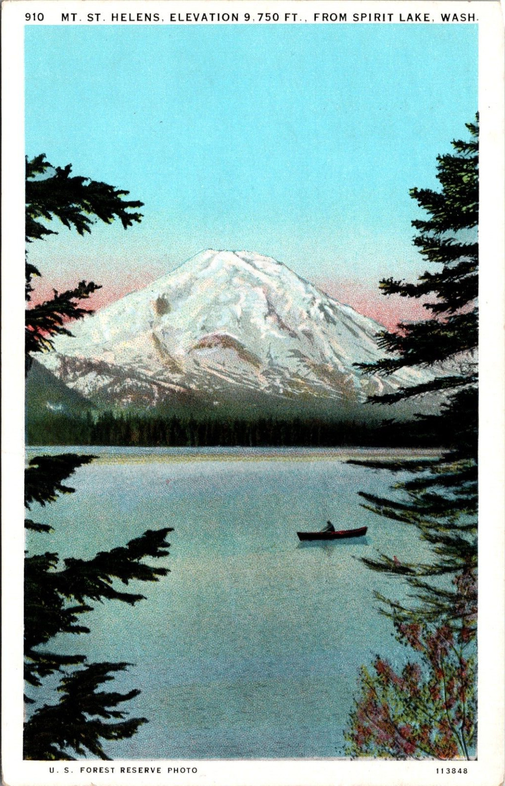 Mt Helens From Spirit Lake Washington WA Vintage Postcard L66