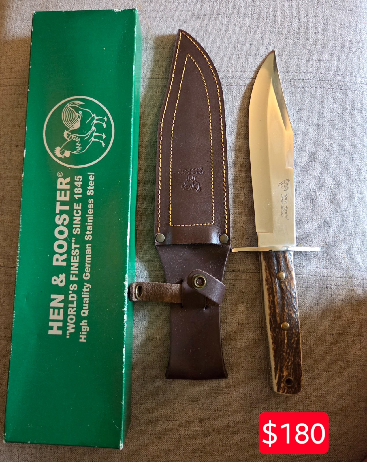 Hen and Rooster HR -3107 8inc blade knife/sheath in mint condition Hen and Rooster HR -3107 8inc blade knife/sheath in mint condition