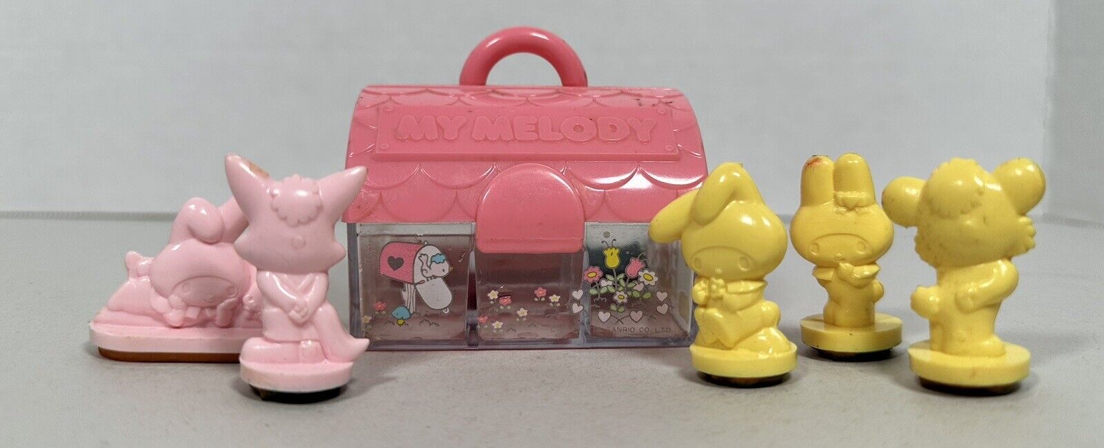 VTG My Melody Bunny & Friends Sanrio Mini Rubber Stamp Set Made in Japan READ