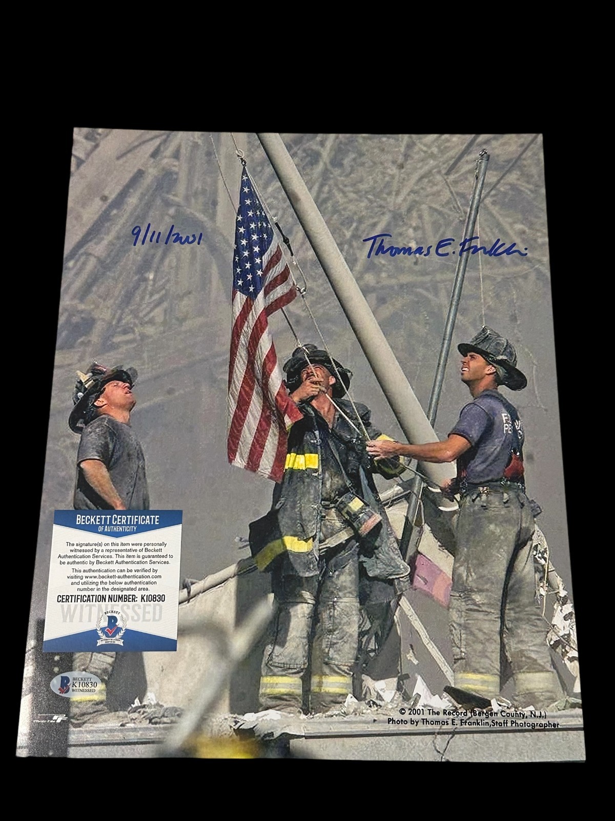 Thomas E Franklin 9/11 Ground Zero Photographer Signed Autograph 11x14 Photo BAS