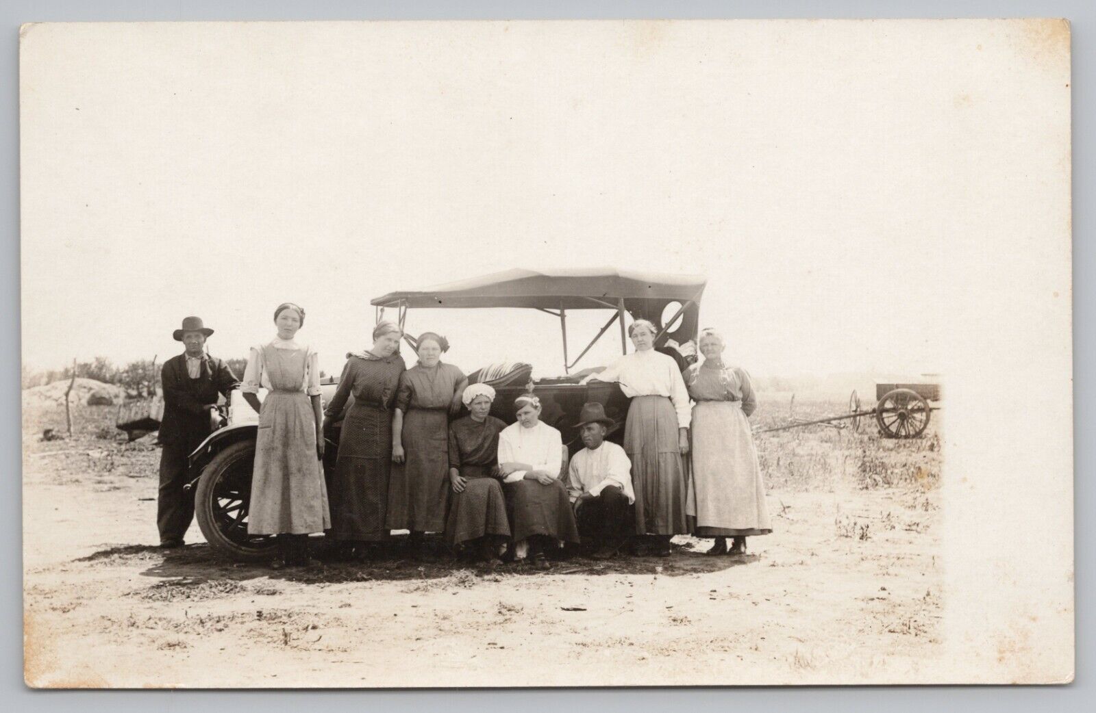 RPPC Group of People in Front of Car c1920  Real Photo Postcard