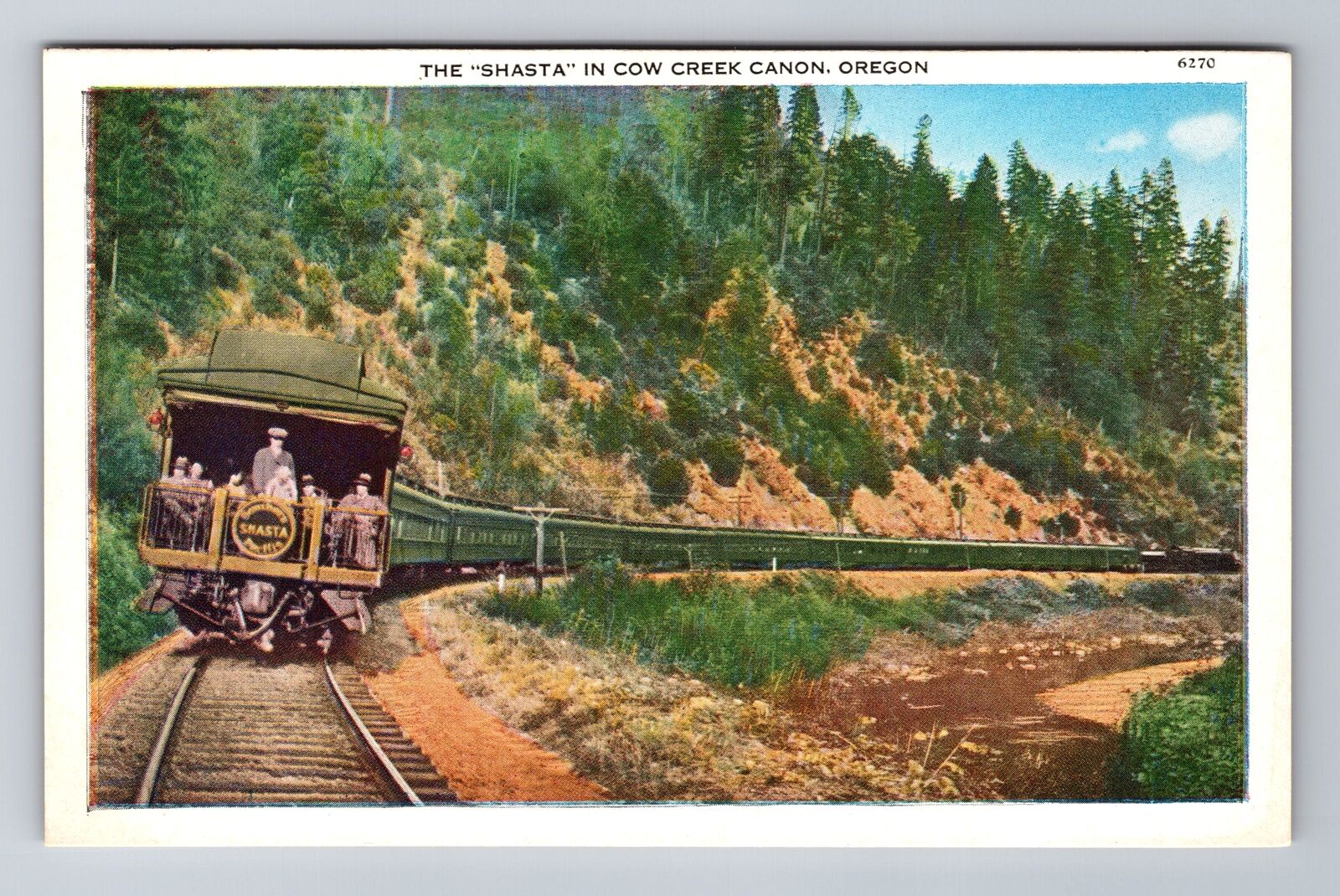 Cow Creek Canon OR-Oregon, The Shasta, Train, Transportation, Vintage Postcard