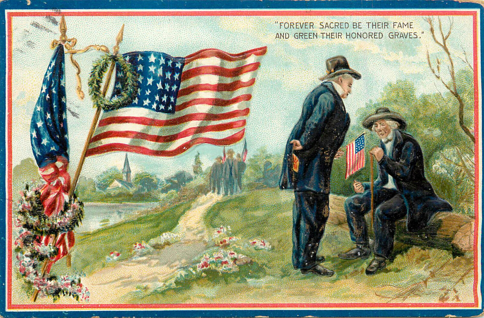 Embossed Tuck Postcard Decoration Day Civil War Veterans American Flag 158 G.A.R