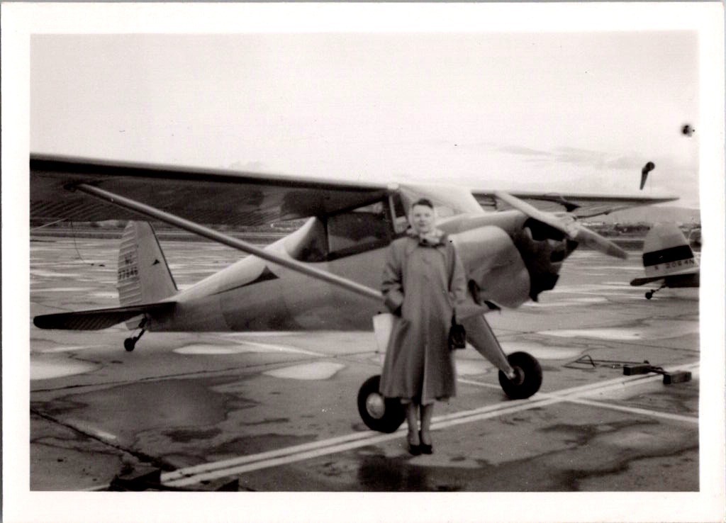 Vintage Photo Woman Pilot Aviation Airplane N9784B Airport 1950s B&W Vintage Photo Woman Pilot Aviation Airplane N9784B Airport 1950s B&W