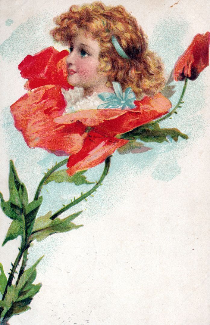 Girl In Flower Postcard - 1908