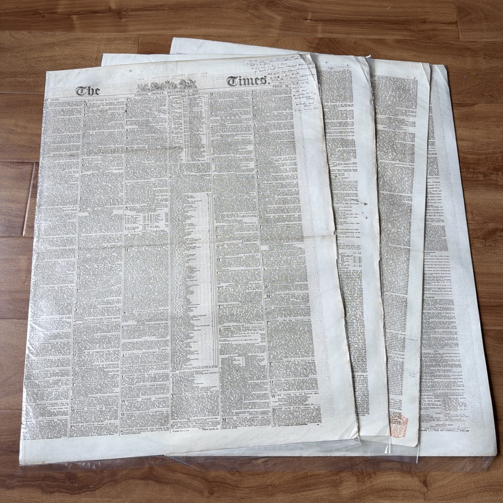 December 1 1848 THE LONDON TIMES Antique Early Victorian ORIGINAL Newspaper December 1 1848 THE LONDON TIMES Antique Early Victorian ORIGINAL Newspaper