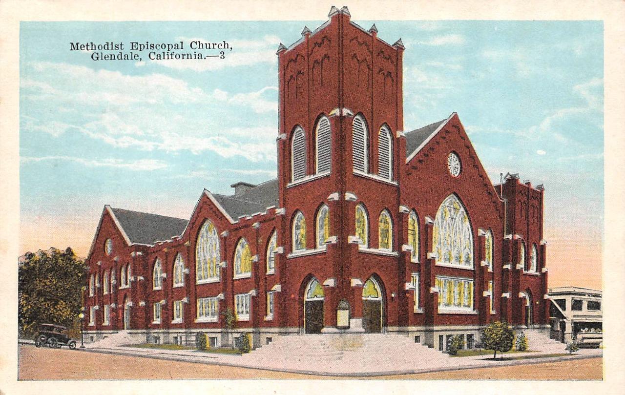 GLENDALE, CA California    METHODIST EPISCOPAL CHURCH    c1920's Postcard
