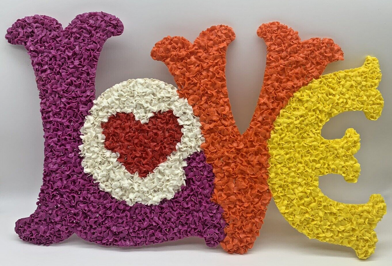Vintage 1960s 1970s Groovy Love Melted Plastic Popcorn Wall Art Hanging Decor
