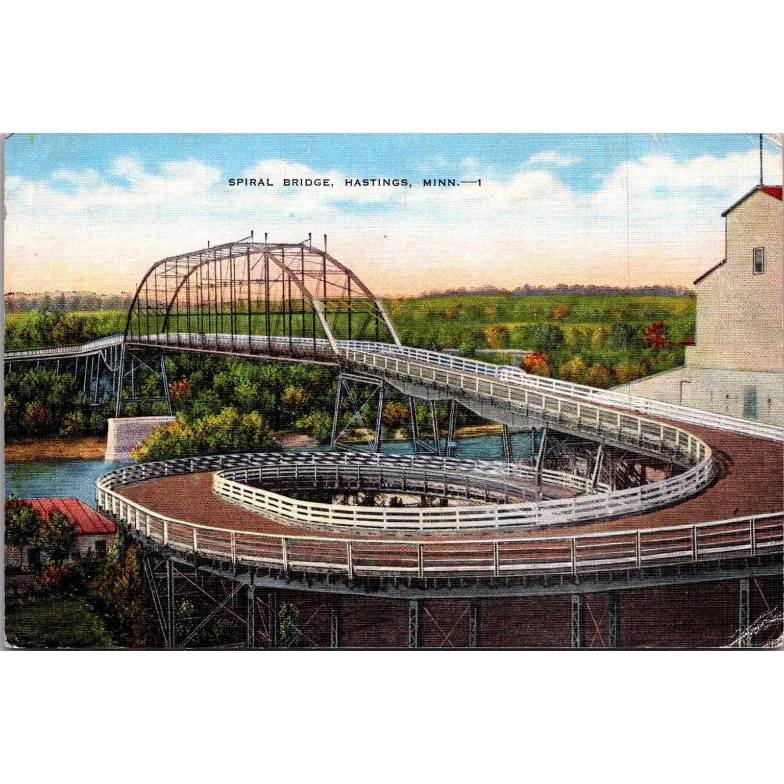 Spiral Bridge Hastings MN 1949 Vintage Postcard SPH17 Spiral Bridge Hastings MN 1949 Vintage Postcard SPH17