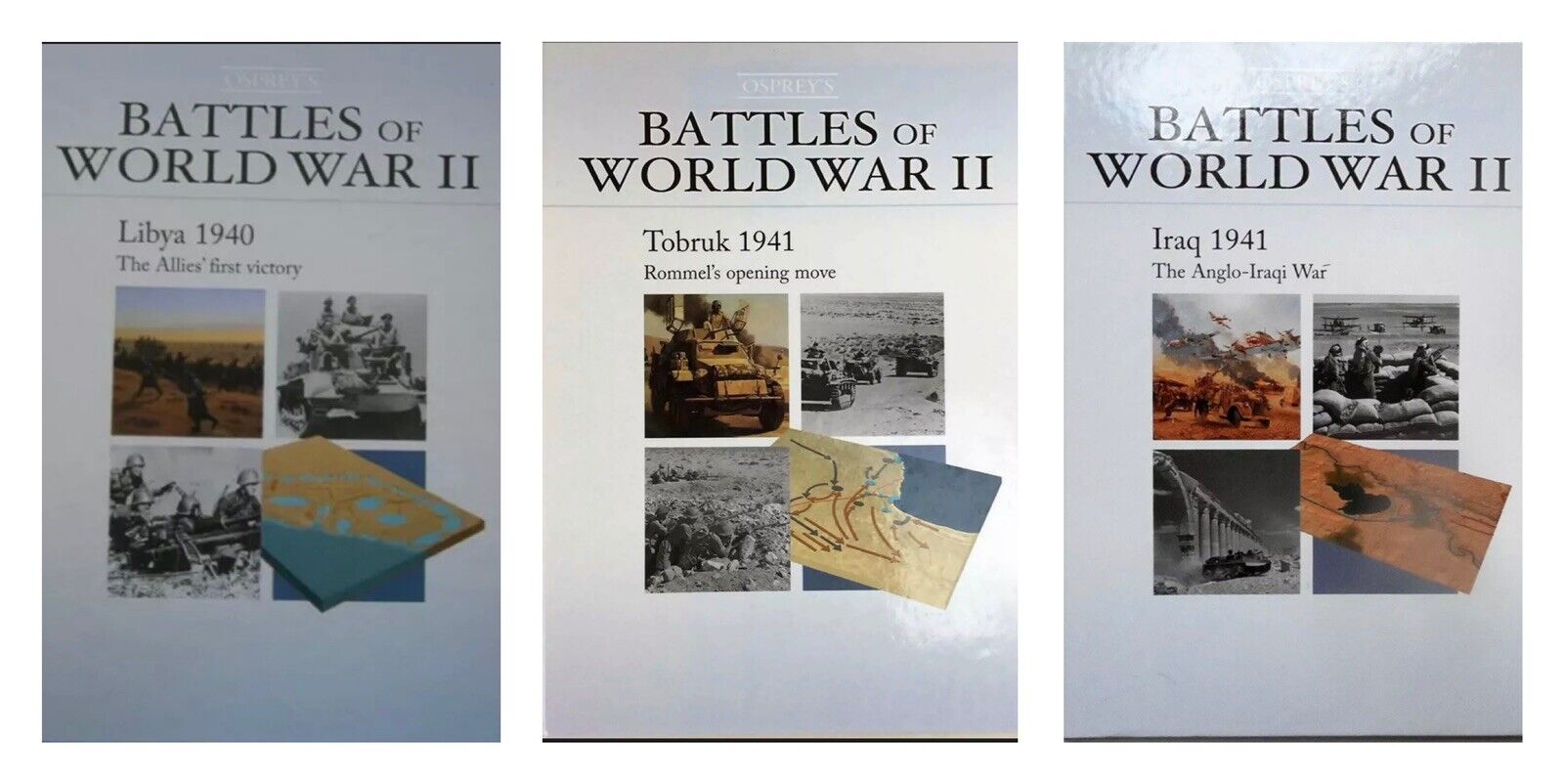 Battles of WWII - Book 5/6/7 - -NM - Libya/Tobruk/Iraq Military Books