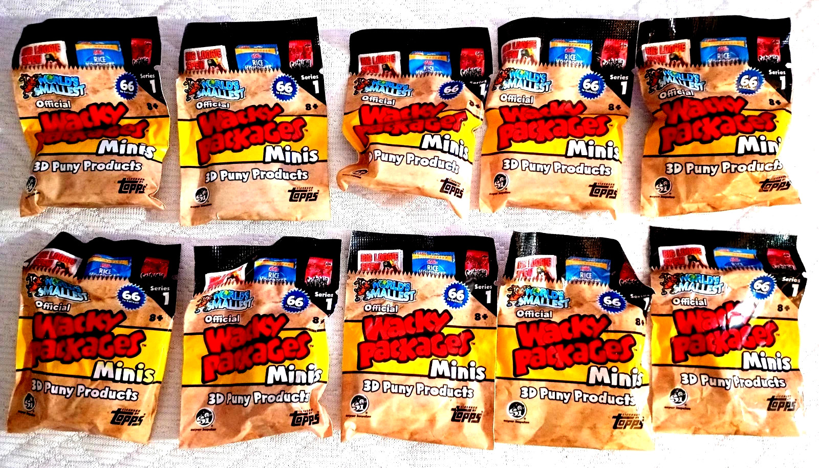 2020 Topps Wacky Packages Series1 Lot of Ten Single Packs of 3D Minis