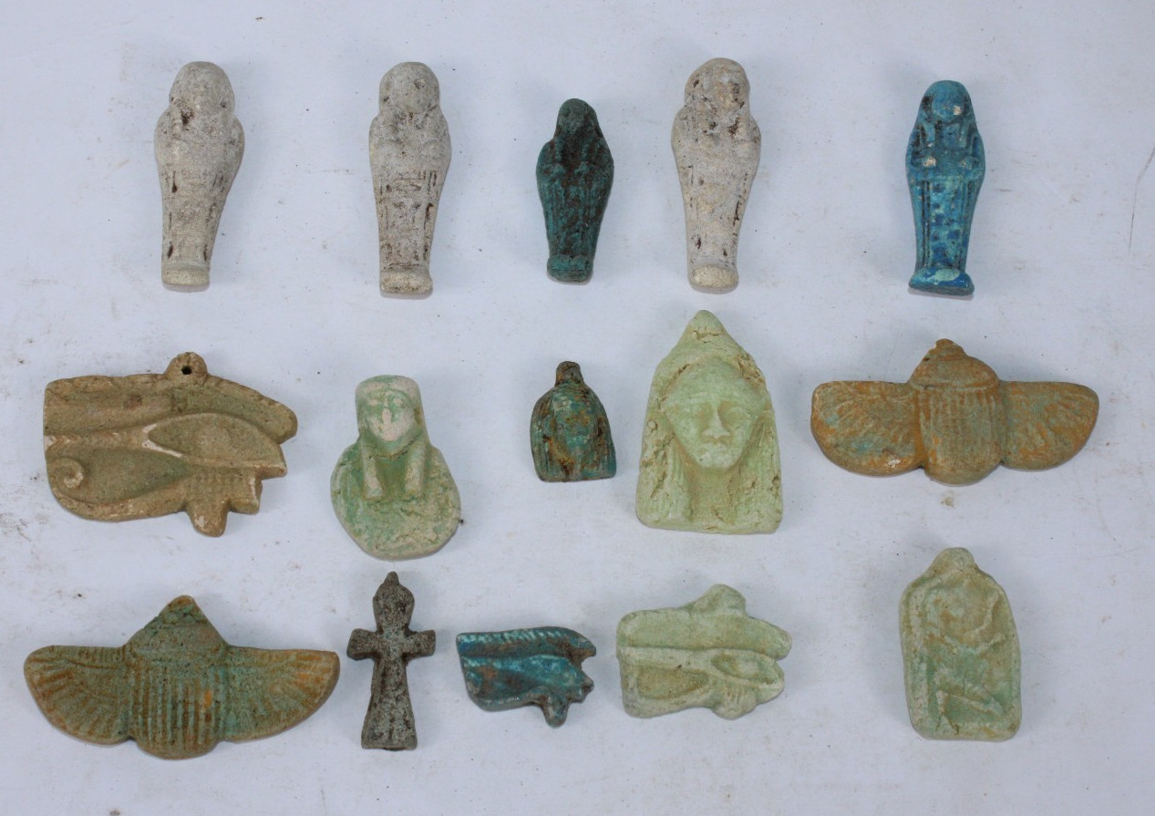 COLLECTION of 15 RARE ANCIENT EGYPTIAN PHARAONIC ANTIQUE Amulets (Egypt History) COLLECTION of 15 RARE ANCIENT EGYPTIAN PHARAONIC ANTIQUE Amulets (Egypt History)