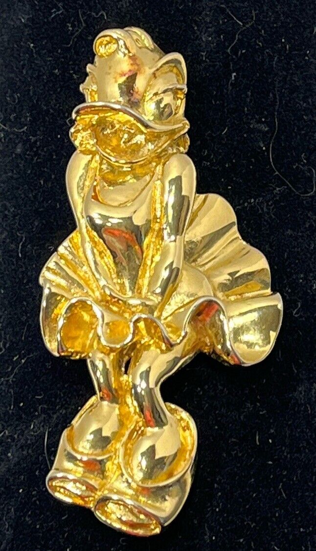 Disney Co. Wendy Gell Gold Tone Daisy Duck Brooch Pin 2.5” Tall