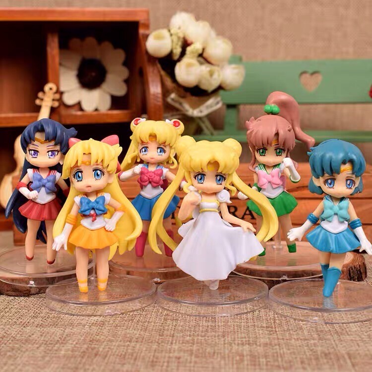 6pcs Anime Sailor Moon Tsukino Usagi Cute Mini Figures Toys Birthday Cake Topper 6pcs Anime Sailor Moon Tsukino Usagi Cute Mini Figures Toys Birthday Cake Topper