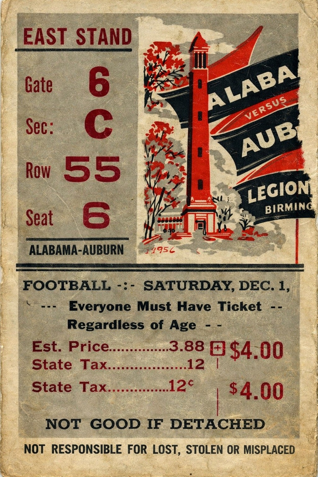 🏈 Alabama vs Auburn 1956 Football Poster - 24x36” Vintage Sports Memorabilia