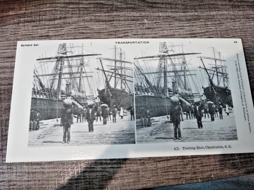 Vintage 1897 Victorian Stereograph Photo Card African Americans Shipping Yard SC