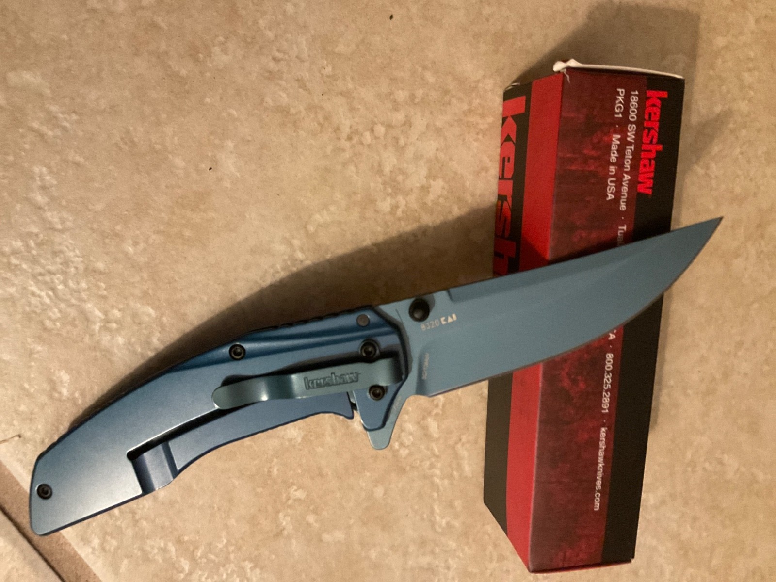 KERSHAW 8320 OUTRIGHT KNIFE DEEP BLUE HANDLE KERSHAW 8320 OUTRIGHT KNIFE DEEP BLUE HANDLE