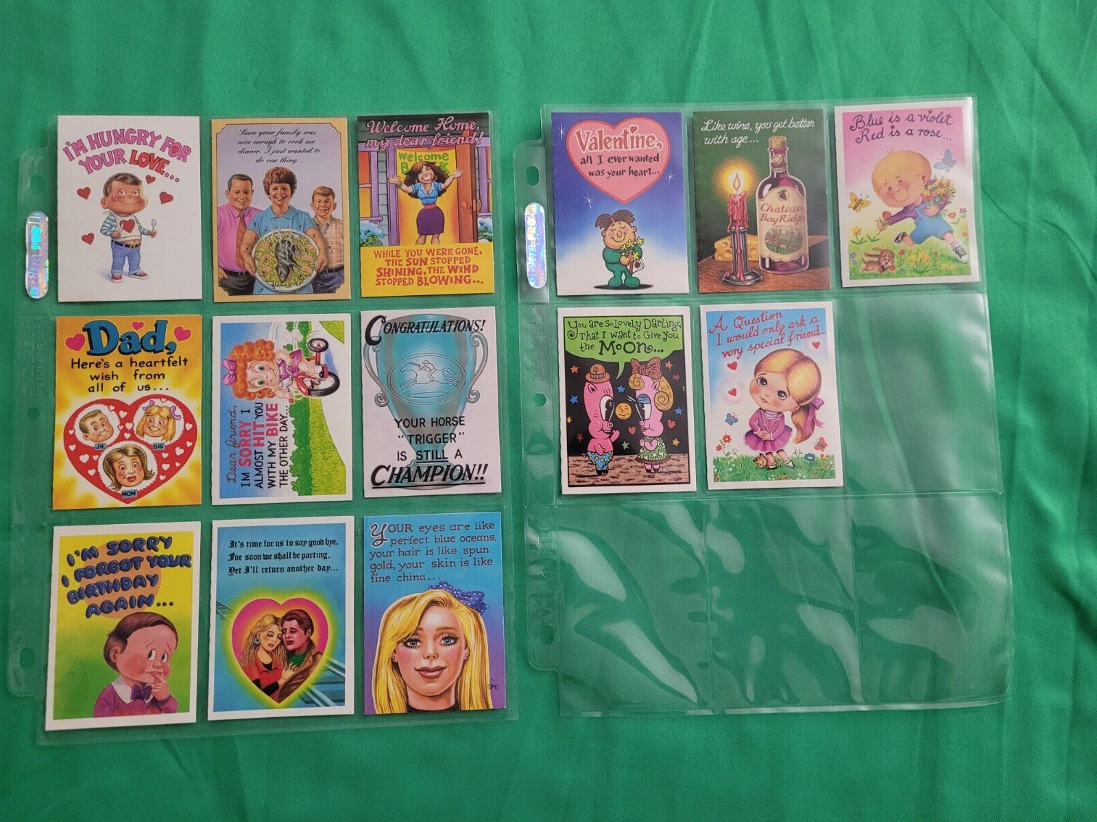 Topps Gruesome Greeting Cards 1-14 1992 in Pages Lot of 14 Scratch N Stink Gift