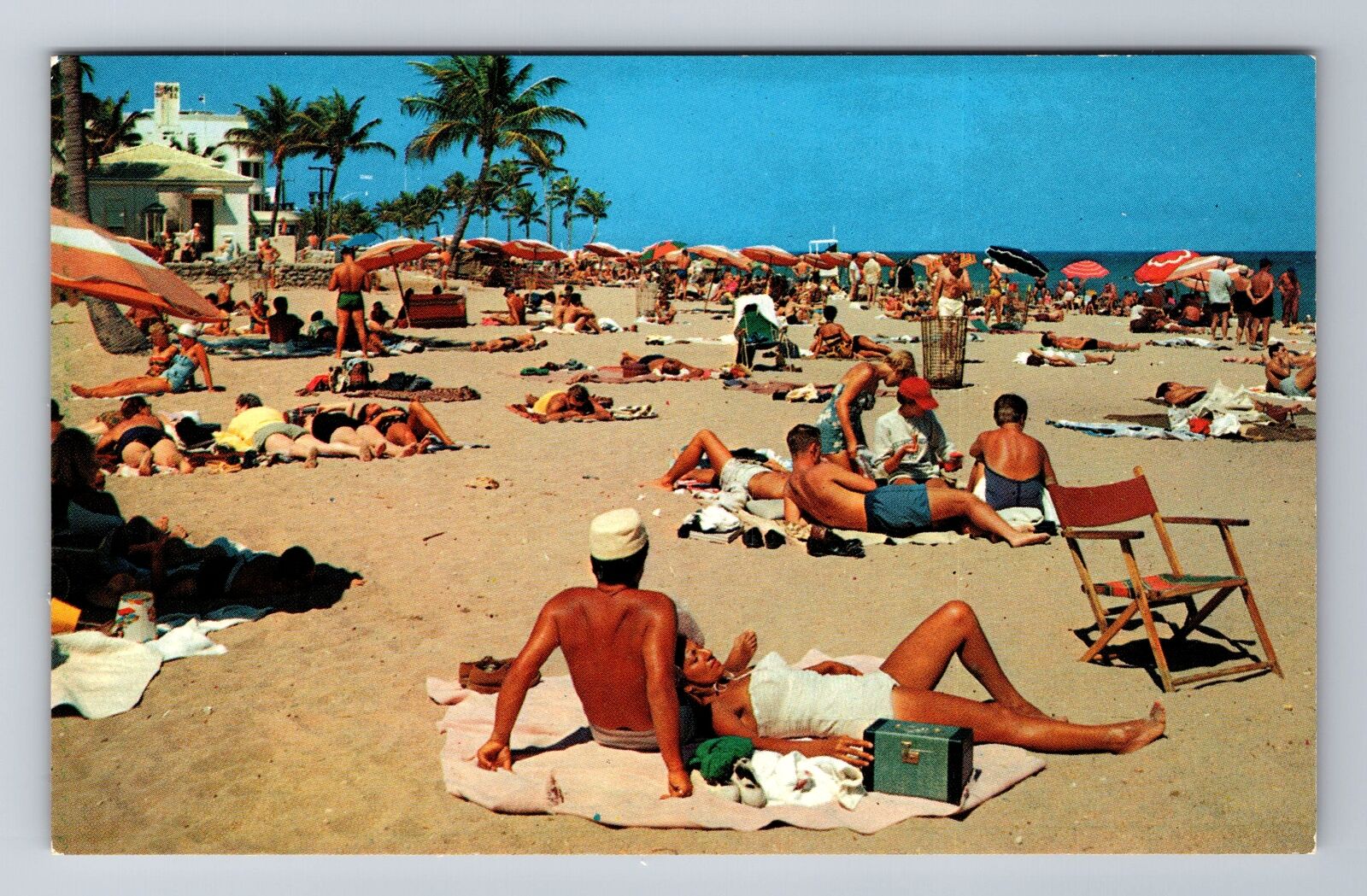 Miami Beach FL-Florida, People On The Sands, Antique, Vintage Souvenir Postcard