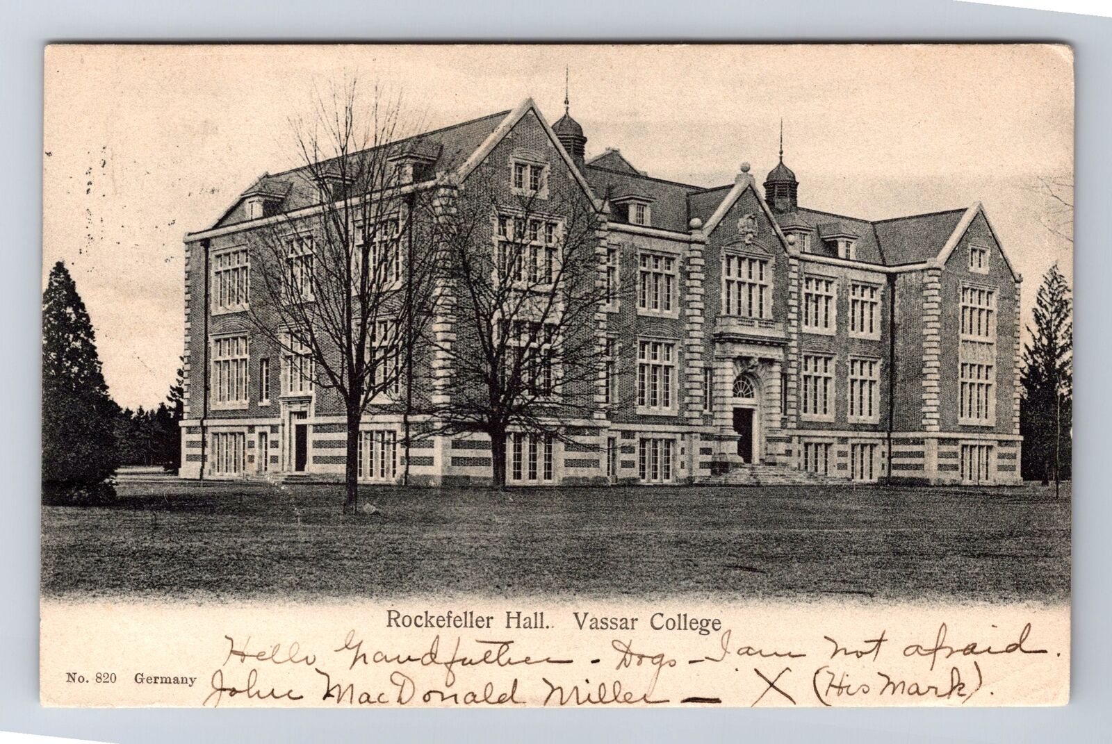 Poughkeepsie NY-New York, Vassar College, Rockefeller Hall, Vintage Postcard